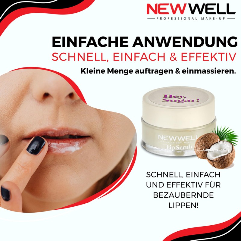 NEW WELL Lip Scrub Lippen Peeling - Intensive Feuchtigkeit, Vegan,