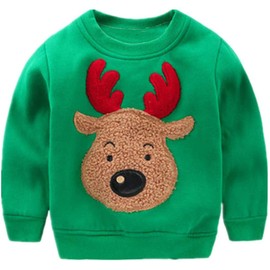 Toddler Boys Christmas Sweatshirts Long Sleeve Pullover Shirts Reindeer Sweaters Xmas Cartoon Tee Sport Tops 3t A-green