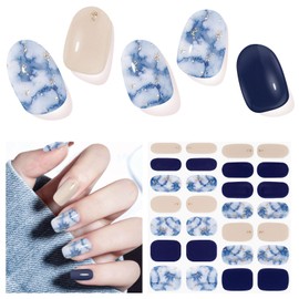 DUKASOU Nail Stickers,28 pcs Gel Nail Strips, Nail Gel Stickers Work with Any UV Lights, Long-Lasting Nail Wraps for Women, Nail Polish Stickers Easy to Apply & Remove