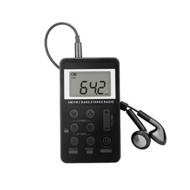Portable AM/FM Radio, Digital Pocket Mini Stereo Radio with with LCD Display Lanyard and Earphone, USB Charging with 31 Level Volume Control for Sports Running Walking Climbing Travel (Black)