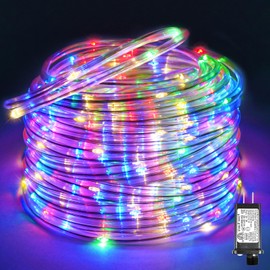 100FT 300 LED Rope Lights Outdoor, Connectable and Flexible Tube Lights with 8 Modes, Waterproof Indoor Rope Lighting for House, Deck, Garden, Backyard, Patio, Pool, Tree Decorations - Multicolor
