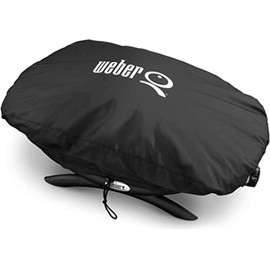 Weber Premium Grill Cover | Portable BBQ Cover Fits Q 100/1000 Series | Breathable UV & Water-Resistant Barbecue Covers | BBQ Accessories for Outdoor Cooking & Grilling - Black (7117)