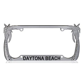Custom Brother - Daytona Beach Palm Tree Design Quality Chrome Metal Car SUV Truck License Plate Frame s83