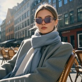 JM Vintage Oversized Square Polarized Sunglasses for Women，Retro Luxury Big Large Sun Glasses UV400 Floral Frame