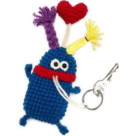 macaroni edge mascot key case monster key holder key holder key storage Korean miscellaneous goods handmade, Navy x bi-color