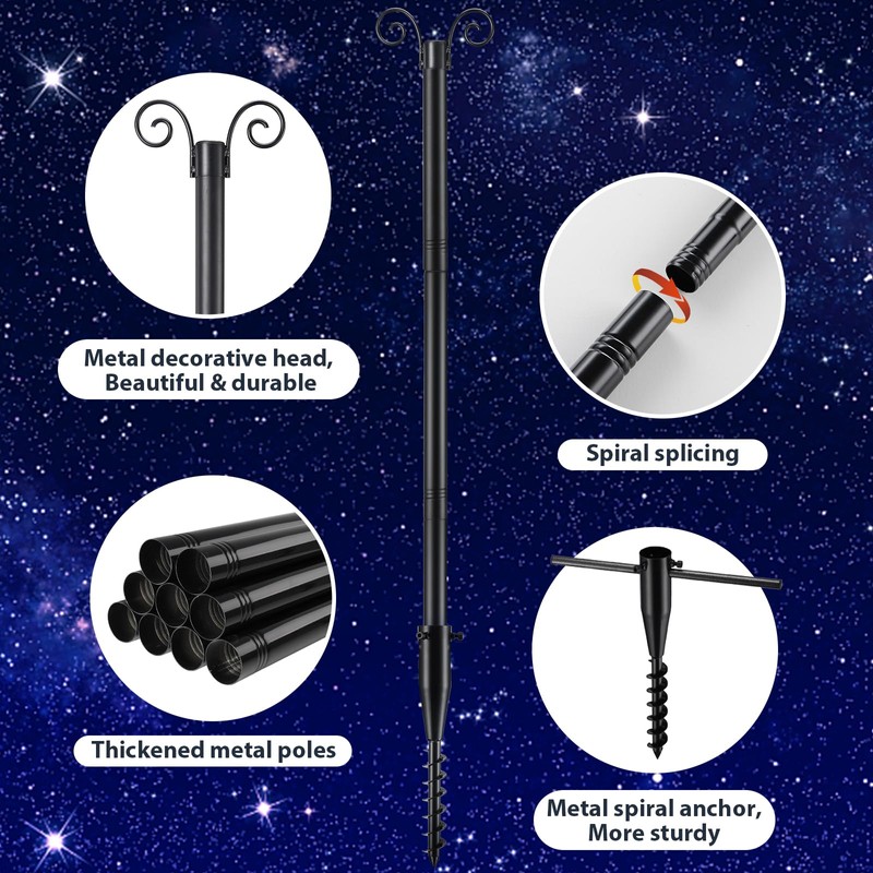 EUIJOIP 10FT String Light Poles with Spiral Ground Stakes, 38mm