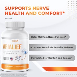Natures NutriWave Arialief ?C Natural Supplement for Overall Wellness and Comfort ?C Made in USA, Non-GMO, Easy to Take, 30 Capsules, 6 Month Supply