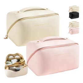 Legbamufy 2pz Cosmetiquera Neceser Viaje Portátil Mujer Moda Gran Capacidad Estuches De Maquillaje Bolsa Organizador Impermeable Para Mujer Dama Regalo Crema Y Rosa