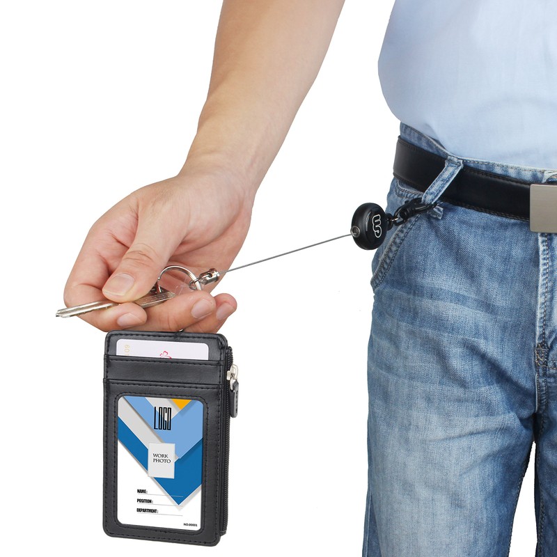 Wisdompro® Heavy Duty Retractable Reel with Vertical 2-Sided Zipper Pocket