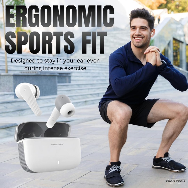 TRON TECH T8 Bluetooth Earbuds, Smart Touch Control, Built-in Quad