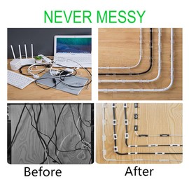 48 Pcs Cable Clips with Strong Self-Adhesive, Wire Holders Cord Clips for Wall, Strong Cord Organizer Cable Management Under Desk -Clear