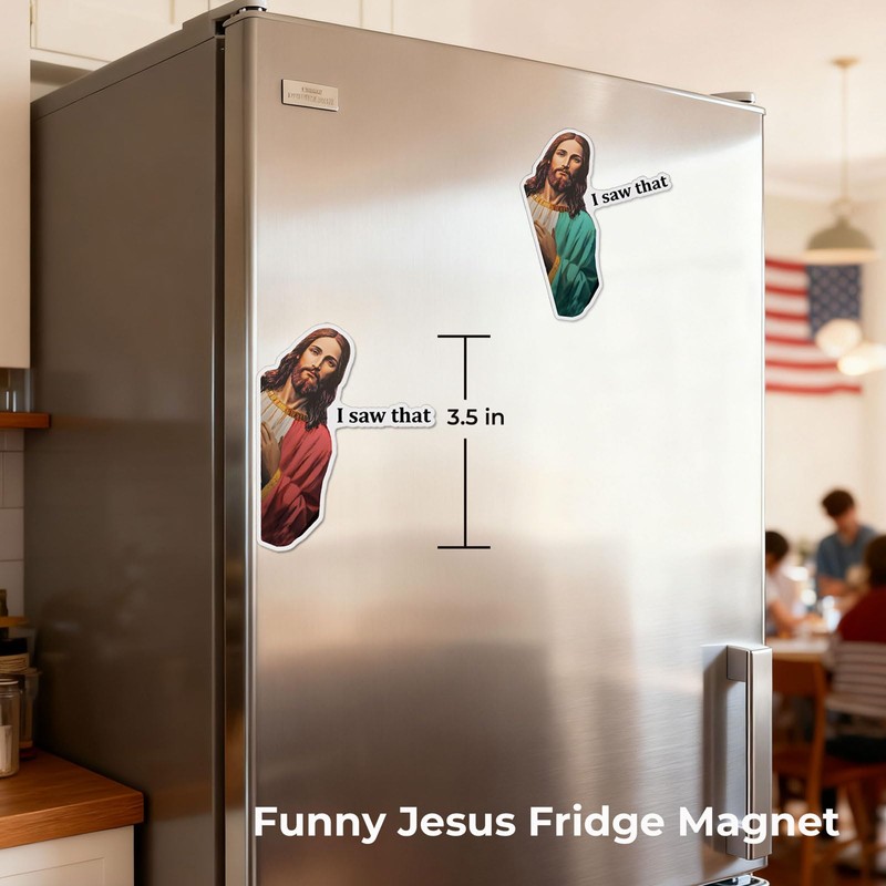 2 x Jesus I Saw That Magnet, Funny Christmas Magnet