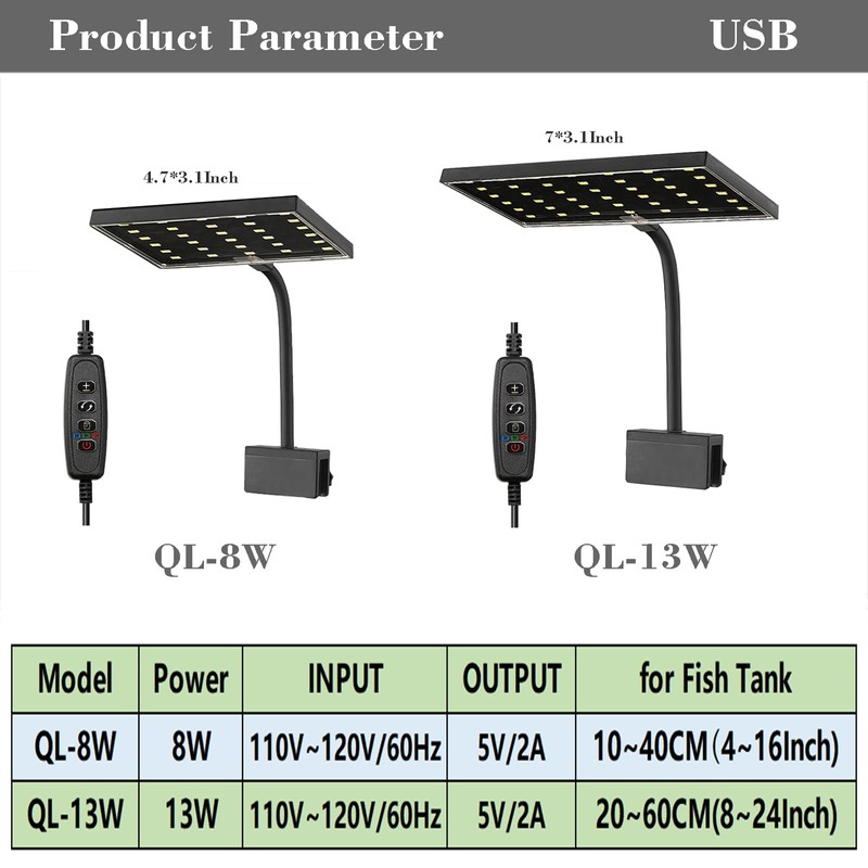 Carefree Fish Aquarium LED Light USB 5V RGBW 5730 Timmer
