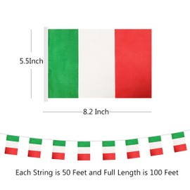 Yamiuo 100 Feet Italy String Flag, 76 Pcs Italian Banner Flag, Small Mini World Banner Flags for Sports Events, Bars Decorations, School Festivals, Party Decorations, Celebrations (Italy)