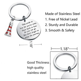 FUSTMW Lighthouse Keychain - Lighthouse Keeper & Lover Gifts - Nautical Charm Pendant, Silver, Large, Modern