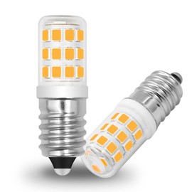 BROLSKUN E14 LED Bulb E14 European Base Bulb 3W Equivalent 30W Candelabra Halogen E14 Light Bulb Dimmable Warm White 3000K 120V Clear Glass Cover Energy Saving Bulb for Chandelier, 2 Pcs