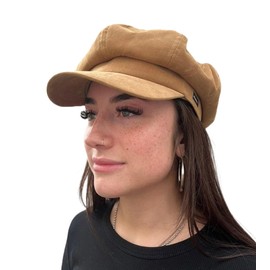 CRAGGI Baker Boy Newsboy Cap Camel Brown Velvet Women's Hat, Brown, One Size, brown