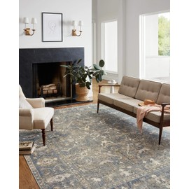 Loloi Chris Loves Julia x Rosemarie Sand/Lagoon 3'-7" x 5'-7" Accent Rug