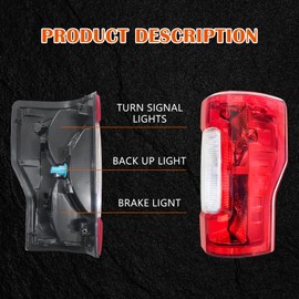 Right Passenger Side Tail Light Rear Lamp Assembly Compatible with Ford F250 F350 2017 2018 2019 Super Duty With Bulbs HC3Z13404D without Blind Spot without LED