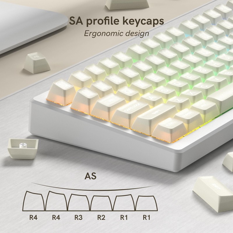 dagaladoo White Jade - PBT keycaps,SA Profile keycaps,Double Shot keycaps