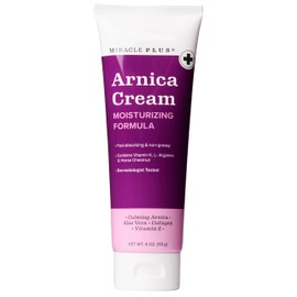 MIRACLE PLUS - Crema de Árnica para Moretones, 113 g (4 oz) – Con Castaño de Indias, Aloe Vera, Colágeno y Vitaminas