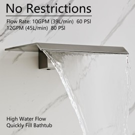ZGZJWZ Bathtub Faucet, Bathroom 7.8-Inch Waterfall Tub Spout, High Flow Wall Mounted Bathtub Nozzle, Stainless Steel Shower Spout Nozzle (Matte Silver)