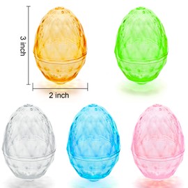 yarlung Set of 60 Empty Plastic Easter Eggs, 3 Inch Diamond Eggs Sparkling 5 Bright Colors, Fillable Easter Eggs for Easter Hunt, Suprise Egg, Filling Specific Treats, Easter Basket Stuffers