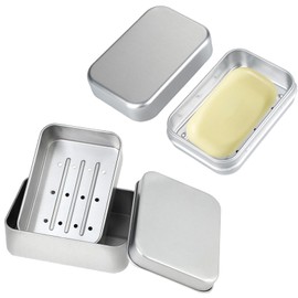 2PCS Soap Tins,Aluminum Soap Dish Holder,Rectangular Aluminum Silver Soap Tin,Travel Soap Box,With Lid and Removable Drainer Box,Portable Soap Box,For Travelling, Dormitory, Home, Gym, Bathroom