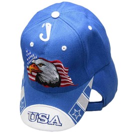 Tradewinds Waving USA Flag American Bald Eagle White Bill Royal Blue Embroidered Cap Hay CAP679 (TOPW)