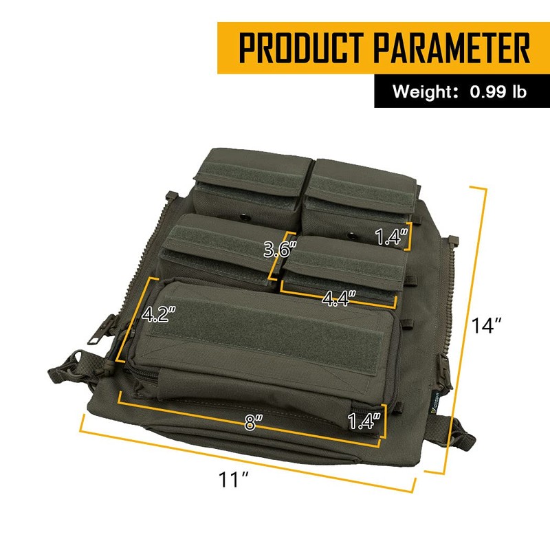 IDOGEAR Tactical Pouches Zip-on Panel Pouch Military Vest Accessory Bag