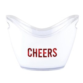 Slant Collections Acrylic Beverage Drink Bucket Pail, 10.8" x 8", Cheers