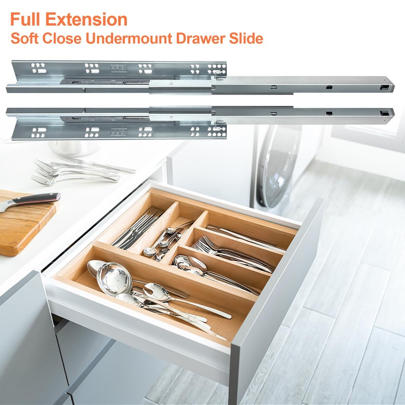 4 Pair 15 Inch Undermount Soft Close Drawer Slides Full