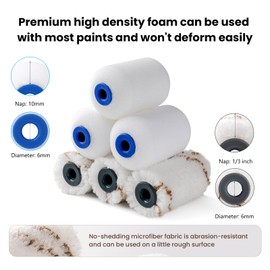 Mister Rui 2" Paint Roller Set, 2" Microfiber Fabric Cover*3, 2" Foam Cover*3, 2" Roller Frame*1, 2" Paint Tray and Insert*2, Small Rollers for Painting, Used with All Paints and Finishes