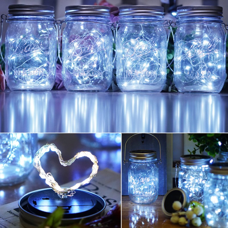 Mason Jar Solar Lights 30 LED,10 Pack Hanging Solar Mason