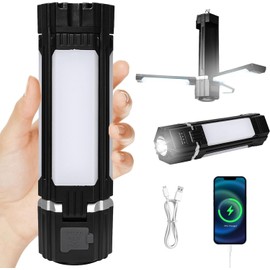 Linterna Led Recargable Camping,Lostrain Lampara de Mano Campamento 90 Grados Plegable 5 Modos de Iluminación,Luz para Acampar con Sos Ipx7 Impermeable para Senderismo Pescado Emergencia