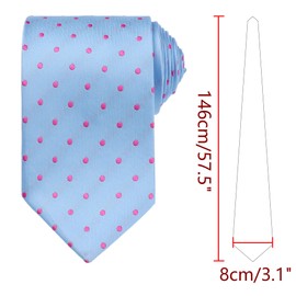 Elerevyo Men's Polka Dots Tie Self-Tied Necktie Woven Classic Width Satin Shiny Ties for Wedding Classic One Size Light Blue