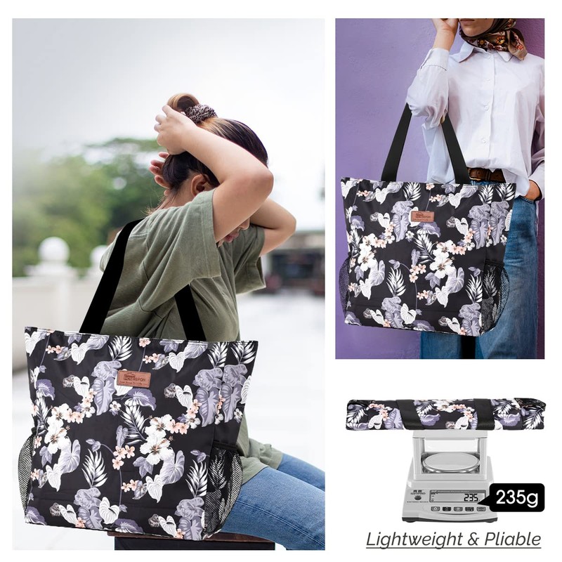 HOMESPON Large Waterproof Beach Tote Bag with Zip and Pockets