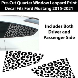 ClearSurface Fits 2015-2022 Ford Mustang Quarter Window Leopard Cheetah Vinyl Decal Stickers - Black