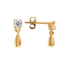 Tropfen Ohrringe aus Edelstahl mit Zirkonia (Gold)