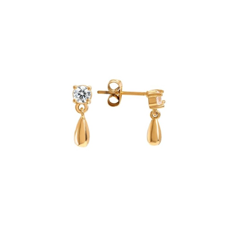 Tropfen Ohrringe aus Edelstahl mit Zirkonia (Gold)