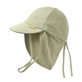 FURTALK Cotton Baby Toddler Sun Hat UPF 50+ UV Protection Kids Unisex Girls & Boys Summer Cap with Adjustable Chin Strap Neck Flap, Green, 6-24 Months