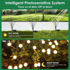 2025 Upgraded Solar Lights Outdoor, 8 Pack 64LED Solar Garden Lights, Firefly Light Outdoor Waterproof, Sway by Wind, Twinkle Firefly Light for Yard Patio Pathway Garden Decoration (Warm White)