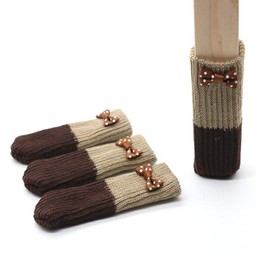 24 PCS Chair Feet Socks Cover Pads, Furniture High Elastic Floor Legs Socks Chair High Elastic Stopper Floor Protector For Table, Sofa, Kitchen House Chair (Beige Bow)