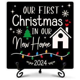 House Warming Gifts New Home Our First Christmas in Our New Home Ornament Welcome Home Decorations New Home Gift Ideas for Family Couple Christmas Decorations Indoor 5 x 5 Inches-086