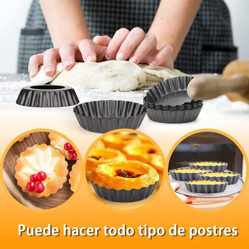 6 Pieces Tart Pan with Removable Base Non-Stick Carbon Steel