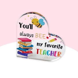 Acrylic Heart Plaque Keepsake for Teacher - Teacher's Day,Birthday Gift,Adorable Teacher Appreciation Gifts from Student Fancy Decoration Piece for Home