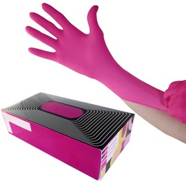 Bee Line Industries Waxness Cosmetology Nitrile Gloves Pink, Large, 100 pcs/box
