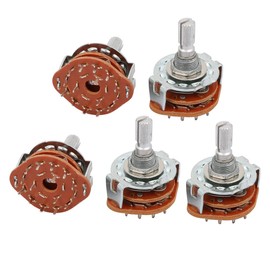 uxcell 5Pcs 1 Pole 12 Positions 6mm Knurled Shaft Diameter Band Selector Rotary Switch