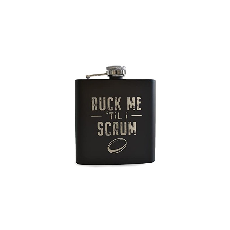 Ruck Me Til I Scrum Black Hip Flask - Funny