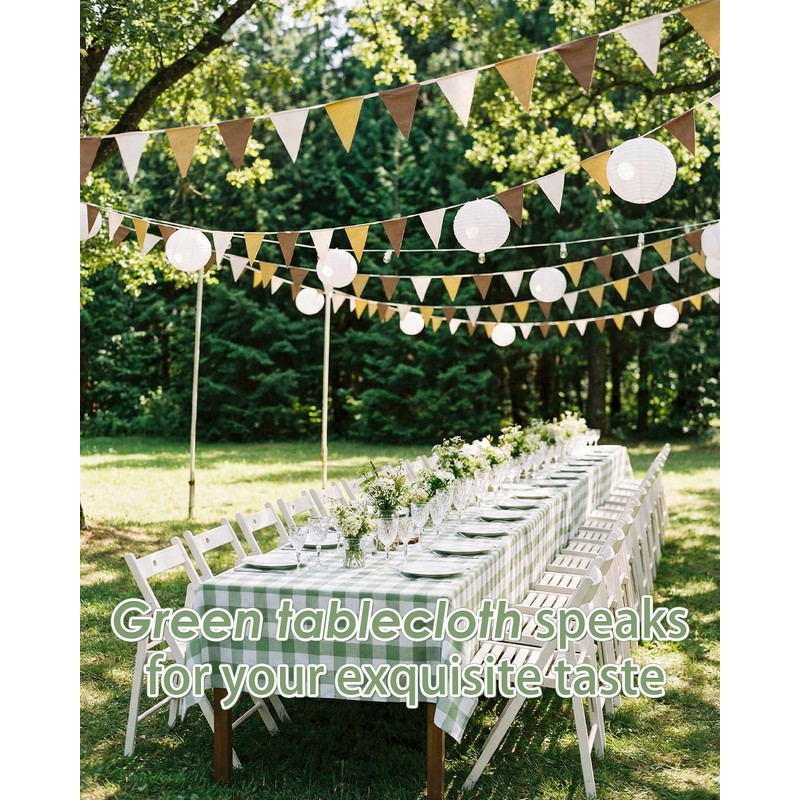 Hapring Sage Green Gingham Tablecloth 3 Pack, Waterproof & Easy